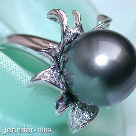 Feminine Tahitian Pearl Diamond Blossom Ring