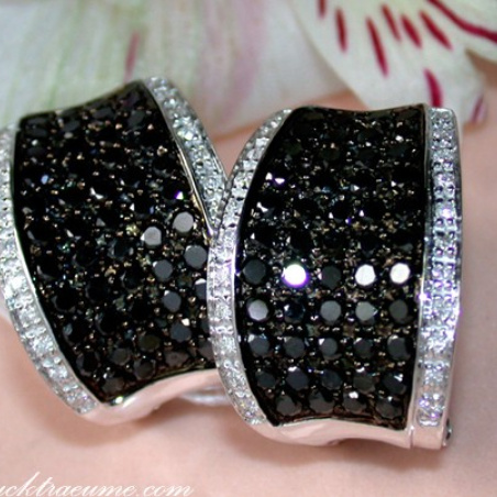 Stately Black & White Diamond Earrings
