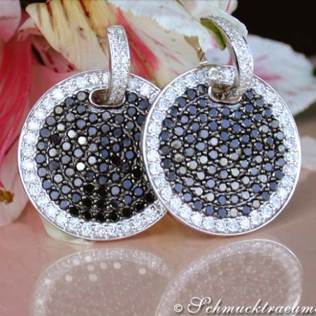Imposing Black & White Diamond Earrings