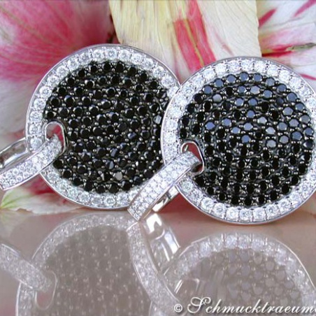 Imposing Black & White Diamond Earrings