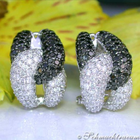 Rich Black & White Diamond Earrings