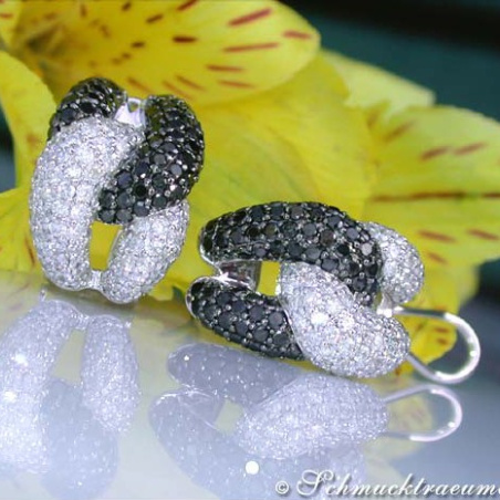 Rich Black & White Diamond Earrings