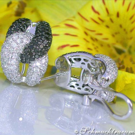 Rich Black & White Diamond Earrings