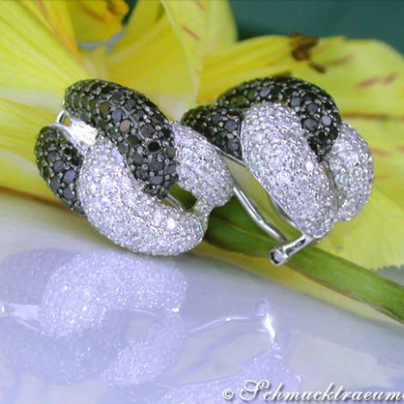 Rich Black & White Diamond Earrings