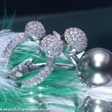 Tahitiperle Ring mit Diamanten