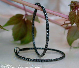 Delicate Black Diamond Hoop Earrings