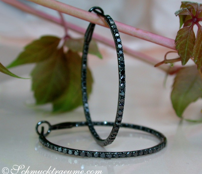 Delicate Black Diamond Hoop Earrings Delicate Black Diamond Hoop Earrings