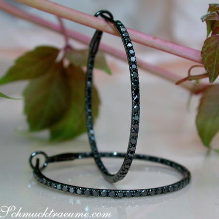 Delicate Black Diamond Hoop Earrings