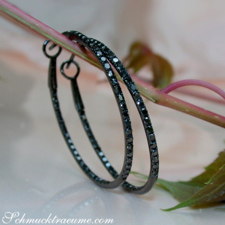 Delicate Black Diamond Hoop Earrings