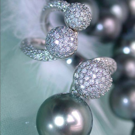 Tahitiperle Ring mit Diamanten