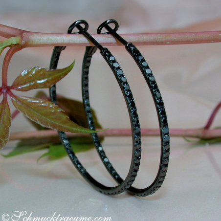 Delicate Black Diamond Hoop Earrings