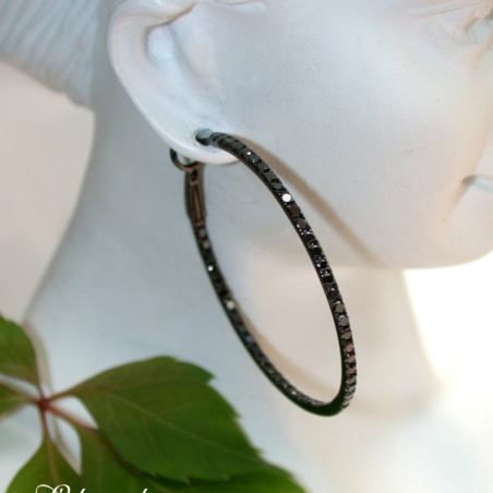 Delicate Black Diamond Hoop Earrings