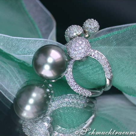 Tahitiperle Ring mit Diamanten
