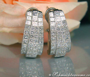 Magnificent Huggie Earrings with Princess Diamonds