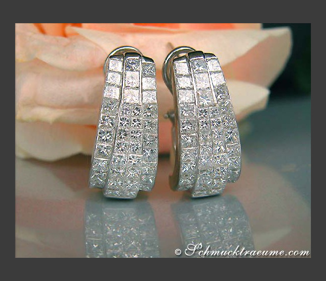 Magnificent Huggie Earrings with Princess Diamonds Magnificent Huggie Earrings with Princess Diamonds