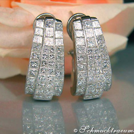 Magnificent Huggie Earrings with Princess Diamonds