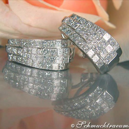 Magnificent Huggie Earrings with Princess Diamonds