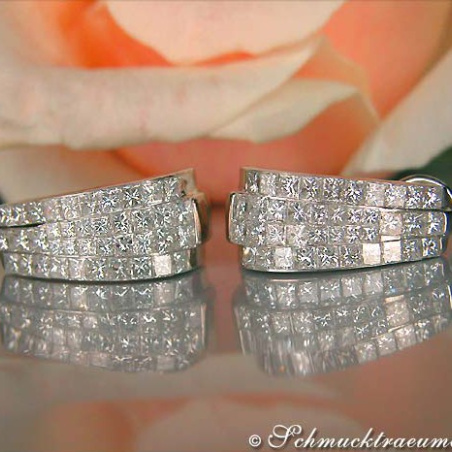 Magnificent Huggie Earrings with Princess Diamonds