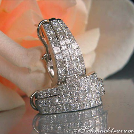 Magnificent Huggie Earrings with Princess Diamonds