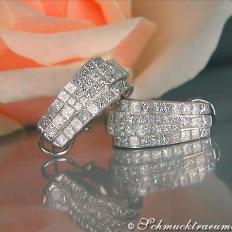 Magnificent Huggie Earrings with Princess Diamonds