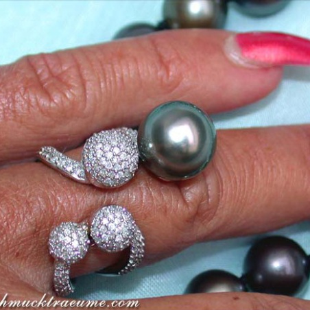 Tahitiperle Ring mit Brillanten