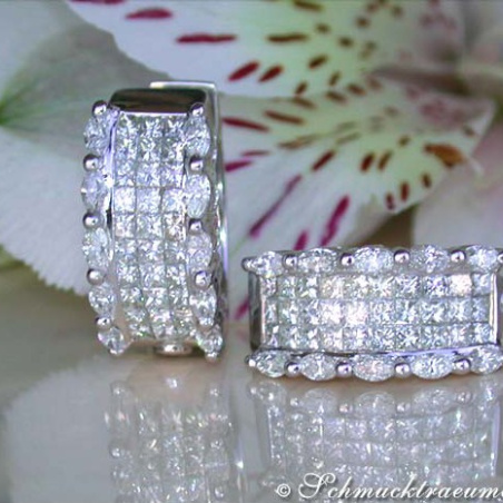 Fancy Huggie Earrings with Marquise & Princess Diamonds