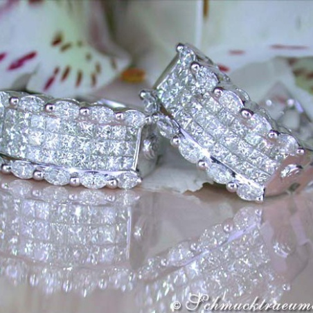Fancy Huggie Earrings with Marquise & Princess Diamonds