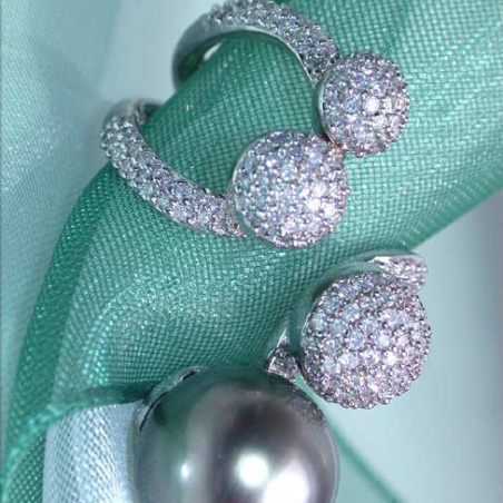 Tahitiperle Ring mit Brillanten