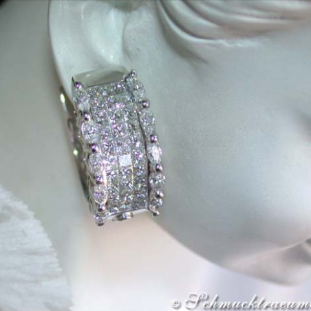 Fancy Huggie Earrings with Marquise & Princess Diamonds