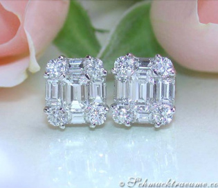 Elegant Diamond Studs with Baguette Diamonds