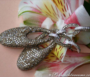 Stately Brown & White Diamond Dangling Earrings