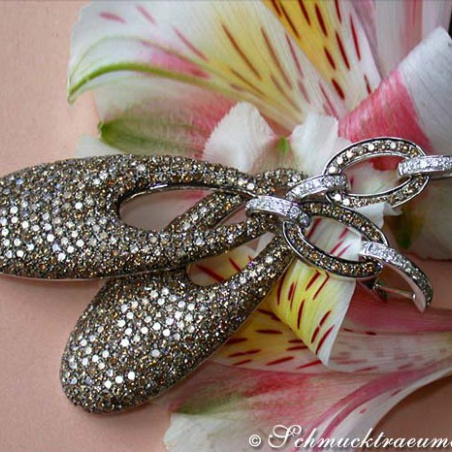 Stately Brown & White Diamond Dangling Earrings