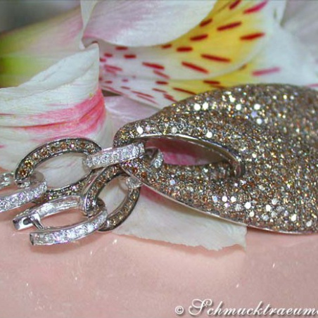 Stately Brown & White Diamond Dangling Earrings