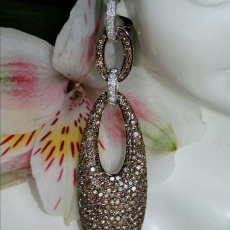 Stately Brown & White Diamond Dangling Earrings