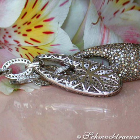 Stately Brown & White Diamond Dangling Earrings