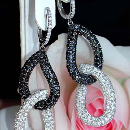 Superior Black & White Diamond Dangling Earrings