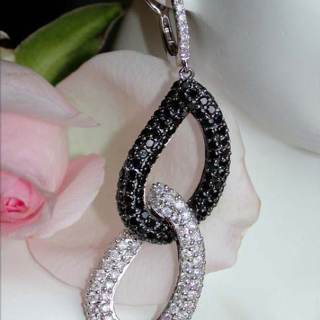 Superior Black & White Diamond Dangling Earrings