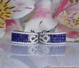 Wonderful Sapphire Earrings with Diamonds