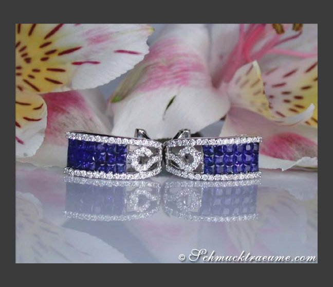 Wonderful Sapphire Earrings with Diamonds Wonderful Sapphire Earrings with Diamonds