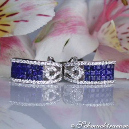 Wonderful Sapphire Earrings with Diamonds