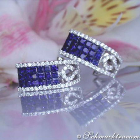 Wonderful Sapphire Earrings with Diamonds
