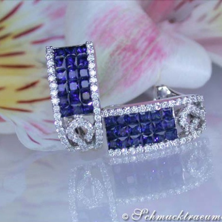 Wonderful Sapphire Earrings with Diamonds