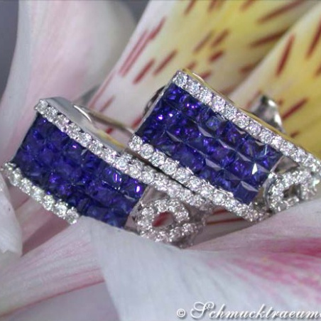 Wonderful Sapphire Earrings with Diamonds