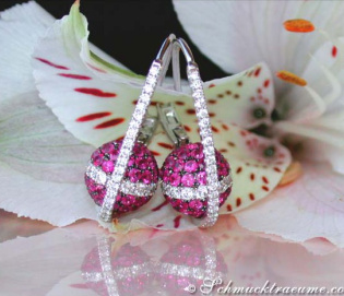Attractive Ruby Earrings with Diamonds
