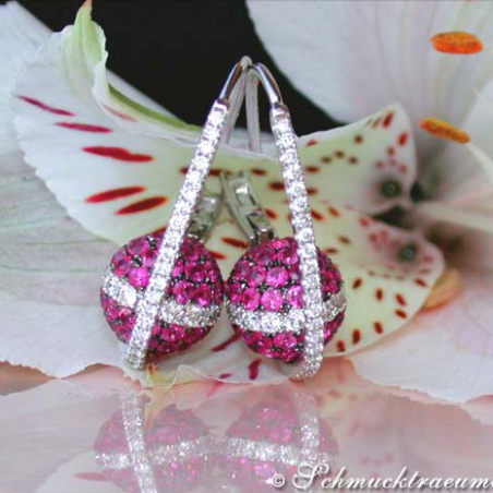 Attractive Ruby Earrings with Diamonds