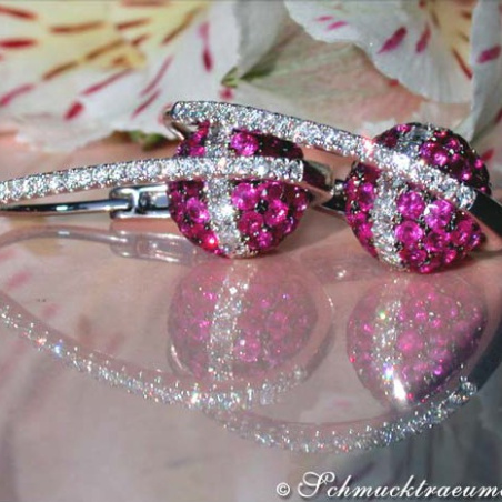Attractive Ruby Earrings with Diamonds