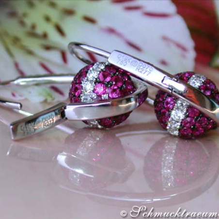 Attractive Ruby Earrings with Diamonds