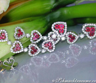 Magnificent Ruby Heart Earrings with Diamonds