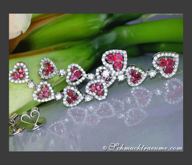 Magnificent Ruby Heart Earrings with Diamonds Magnificent Ruby Heart Earrings with Diamonds