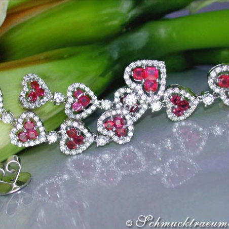 Magnificent Ruby Heart Earrings with Diamonds